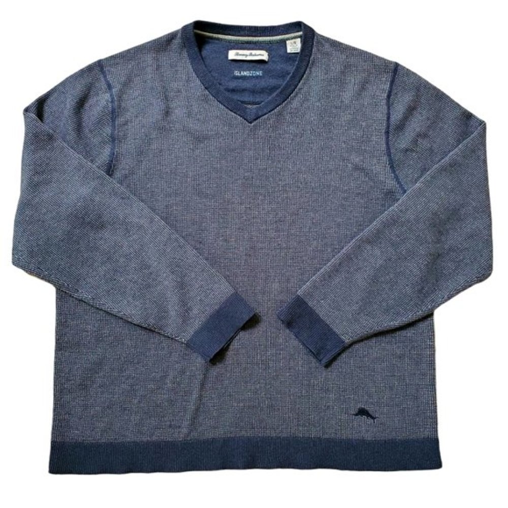 Tommy Bahama V-Neck Pullover Sweatshirt Navy-Grey Men Size Large